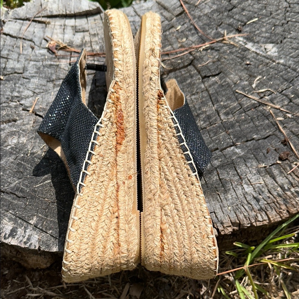 🆕 White Mountain Black and Tan Espadrille Slide Thong Sandals•Size 8 - Picture 16 of 16
